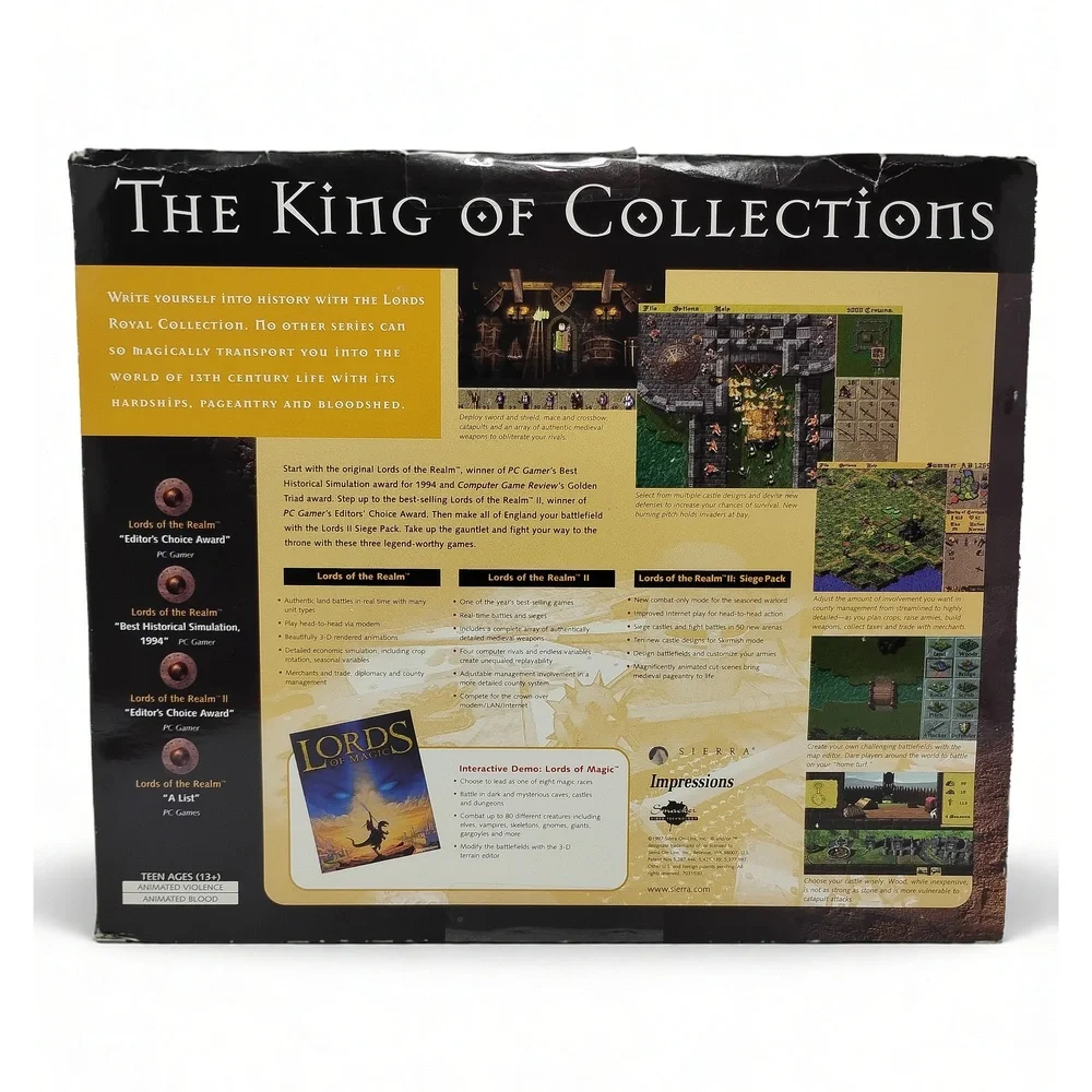 Sierra Lords of the Realm Royal Collection 1997 Big Box PC Strategy Game Set